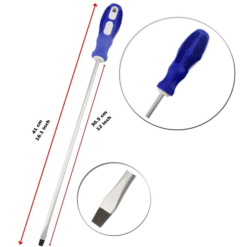 Nxtop 12-inch long screwdriver long handle screwdriver head flat head 6 mm magnetic(2 packs) - Image 2